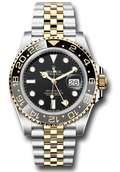 Rolex Steel and Yellow Gold Yellow Rolesor GMT-Master II Watch - 40 MM - Jubilee Bracelet - Bidirectional Rotatable Bezel - Black Dial - 126713GRNR-0001