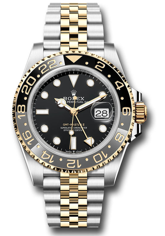 Rolex Steel and Yellow Gold Yellow Rolesor GMT-Master II Watch - 40 MM - Jubilee Bracelet - Bidirectional Rotatable Bezel - Black Dial - 126713grnr bkj