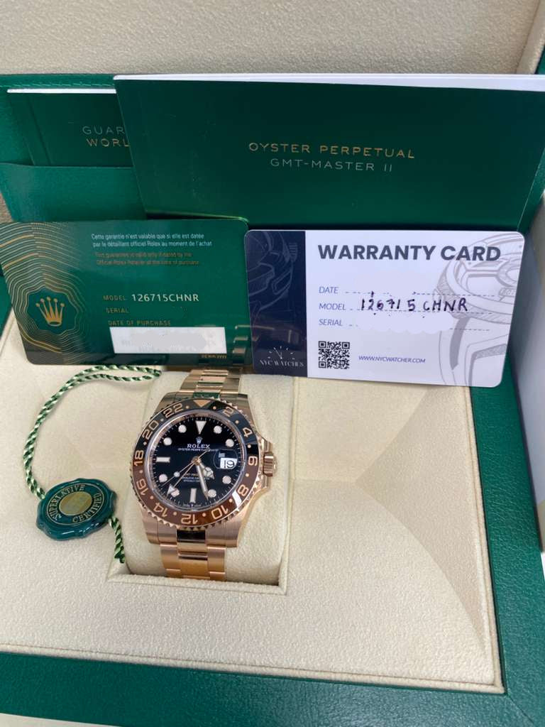 Rolex Rootbeer Everose Gold GMT-Master II Watch - 40 MM - Oyster Bracelet - Black Dial - 126715CHNR bk
