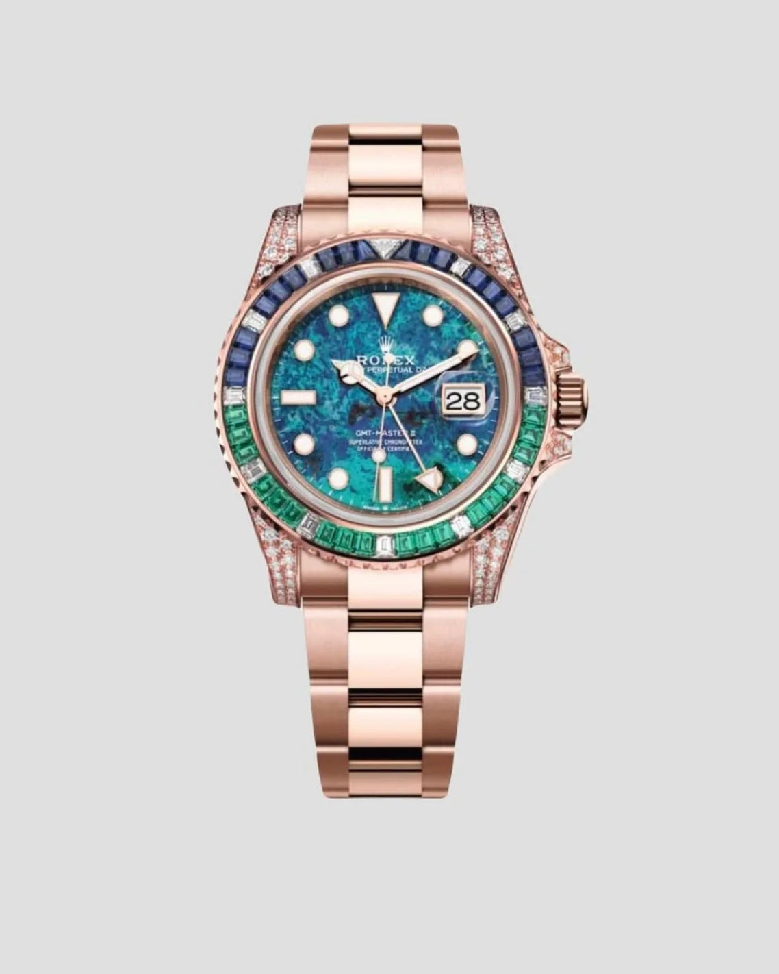 Rolex Everose Gold Chrysocolla GMT-Master II Watch - Off-Catalog - 40 MM - Oyster Bracelet - Chrysocolla Stone Dial - 126755EMSA-0003