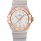 Omega Constellation Stainless Steel and Rose Gold 27 MM - Stainless Steel and Rose Gold Bracelet - White Silvery Diamond Dial - 127.20.27.20.52.001