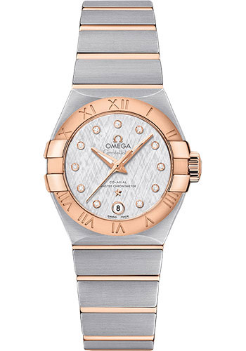 Omega Constellation Stainless Steel and Rose Gold 27 MM - Stainless Steel and Rose Gold Bracelet - White Silvery Diamond Dial - 127.20.27.20.52.001