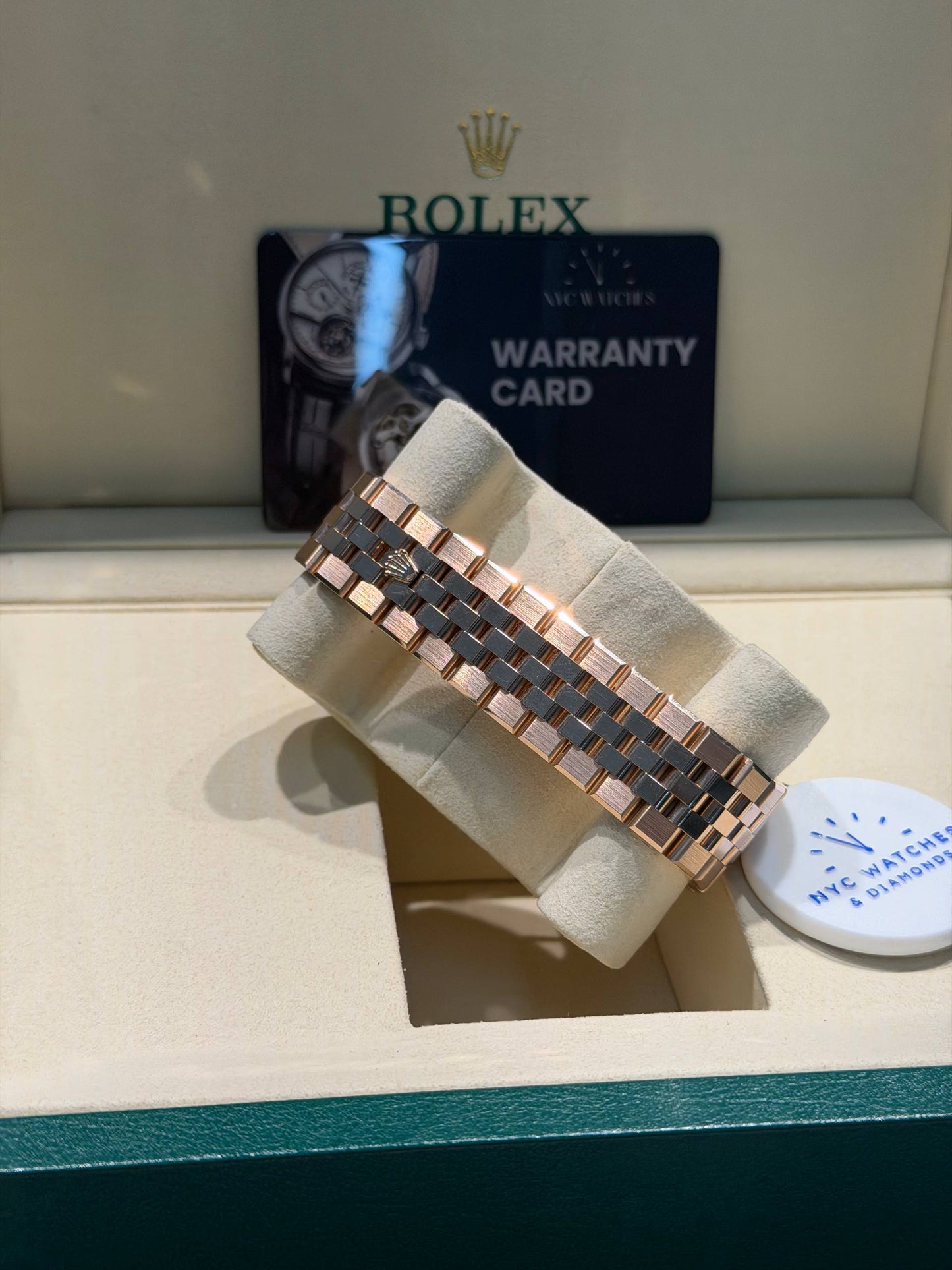 Rolex Land-Dweller - 40 MM - Rose Gold - Honeycomb Motif Intense White Dial - Fluted Bezel - Jubilee Bracelet - 127235-0001