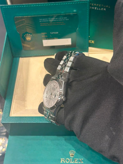 Rolex Land-Dweller - 40 MM - Stainless Steel and White Gold - Honeycomb Motif White Dial - Fluted Bezel - Jubilee Bracelet - 127334-0001