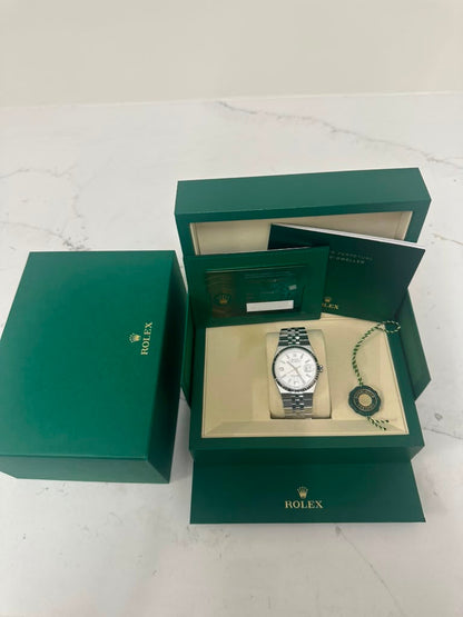 Rolex Land-Dweller - 40 MM - Stainless Steel and White Gold - Honeycomb Motif White Dial - Fluted Bezel - Jubilee Bracelet - 127334-0001