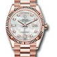 Rolex Presidential Everose Gold Day-Date 36MM - President Bracelet Watch - white mother-of-pearl diamond dial - 128235 mdp