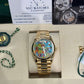 Rolex Yellow Gold Day-Date Watch - 36 MM - President bracelet - Fluted Bezel - Blue Puzzle Dial - 128238-0106