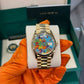 Rolex Yellow Gold Day-Date Watch - 36 MM - President bracelet - Fluted Bezel - Blue Puzzle Dial - 128238-0106