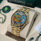 Rolex Yellow Gold Day-Date Watch - 36 MM - President bracelet - Fluted Bezel - Blue Puzzle Dial - 128238-0106