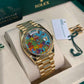 Rolex Yellow Gold Day-Date Watch - 36 MM - President bracelet - Fluted Bezel - Blue Puzzle Dial - 128238-0106