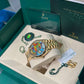 Rolex Yellow Gold Day-Date Watch - 36 MM - President bracelet - Fluted Bezel - Blue Puzzle Dial - 128238-0106