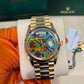 Rolex Yellow Gold Day-Date Watch - 36 MM - President bracelet - Fluted Bezel - Blue Puzzle Dial - 128238-0106