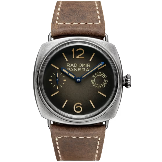 Panerai Radiomir Stainless Steel 45 MM - Dark Brown Alligator Strap - Brown Dial - PAM01347