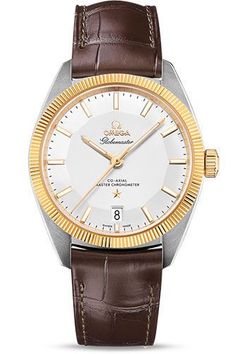 Omega Constellation Stainless Steel and Yellow Gold 39 MM - Brown Leather Strap - Silvery Dial - 130.23.39.21.02.001