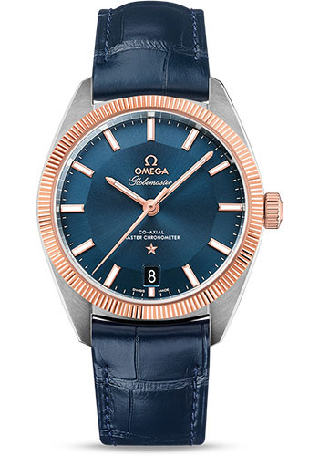 Omega Constellation Stainless Steel and Rose Gold 39 MM - Blue Leather Strap - Blue Dial - 130.23.39.21.03.001