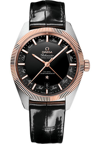 Omega Constellation Stainless Steel and Rose Gold 41 MM - Black Leather Strap - Black Dial - 130.23.41.22.01.001