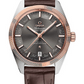 Omega Constellation Stainless Steel and Rose Gold 41 MM - Brown Leather Strap - Grey Dial - 130.23.41.22.06.001