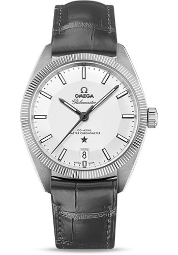 Omega Constellation Stainless Steel 39 MM - Grey Leather Strap - Silver Dial - 130.33.39.21.02.001