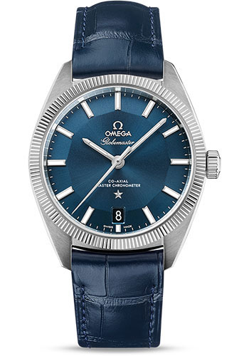 Omega Constellation Stainless Steel 39 MM - Blue Leather Strap - Blue Dial - 130.33.39.21.03.001