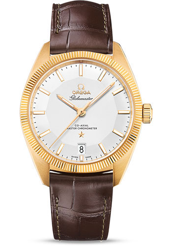 Omega Constellation Yellow Gold 39 MM - Brown Leather Strap - Silvery Dial - 130.53.39.21.02.002