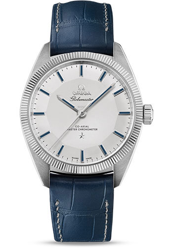 Omega Constellation Platinum 39 MM - Blue Leather Strap - Grey Dial - 130.93.39.21.99.001