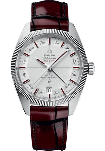 Omega Constellation Platinum 41 MM - Burgundy Leather Strap - Platinum Dial - 130.93.41.22.99.001