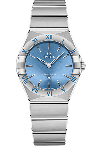 Omega Constellation Stainless Steel 28 MM - Stainless Steel Bracelet - Set Against Celestial Blue Diamond Dial - 131.10.28.60.03.001