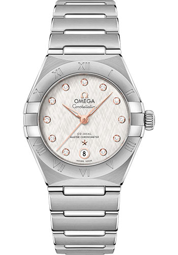 Omega Constellation Stainless Steel 29 MM - Stainless Steel Bracelet - Cream Silvery Diamond Dial - 131.10.29.20.52.001