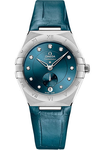 Omega Constellation Stainless Steel 34 MM - Blue Leather Strap - Blue Diamond Dial - 131.13.34.20.53.001