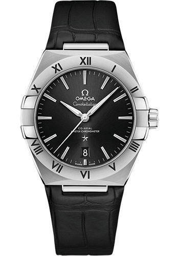 Omega Constellation Stainless Steel 39 MM - Black Leather Strap - Black Dial - 131.13.39.20.01.001