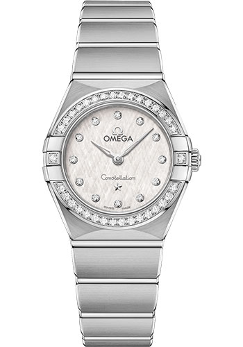 Omega Constellation Stainless Steel 25 MM - Stainless Steel Bracelet - Diamond Bezel - White Silvery Diamond Dial - 131.15.25.60.52.001