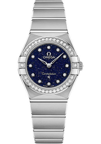 Omega Constellation Stainless Steel 25 MM - Stainless Steel Bracelet - Diamond Bezel - Blue Diamond Dial - 131.15.25.60.53.001