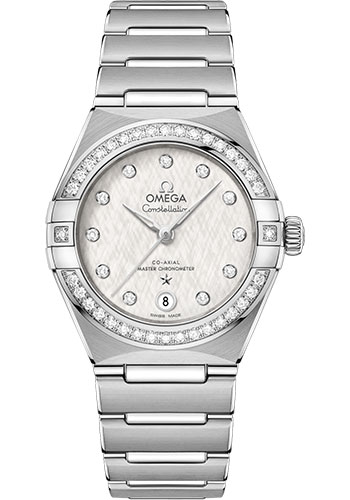 Omega Constellation Stainless Steel 29 MM - Stainless Steel Bracelet - Diamond Bezel - White Silvery Diamond Dial - 131.15.29.20.52.001