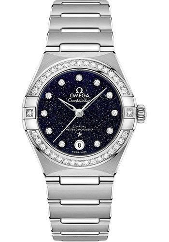 Omega Constellation Stainless Steel 29 MM - Stainless Steel Bracelet - Diamond Bezel - Blue Diamond Dial - 131.15.29.20.53.001