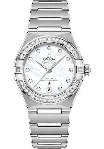 Omega Constellation Stainless Steel 29 MM - Stainless Steel Bracelet - Diamond Bezel - Mother-Of-Pearl Diamond Dial - 131.15.29.20.55.001