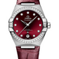 Omega Constellation Stainless Steel 36 MM - Burgundy Leather Strap - Diamond Bezel - Burgundy PVD Treated Dial - 131.18.36.20.61.001