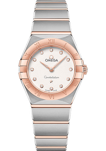 Omega Constellation Stainless Steel and Rose Gold 25 MM - Stainless Steel and Rose Gold Bracelet - White Silvery Diamond Dial - 131.20.25.60.52.001