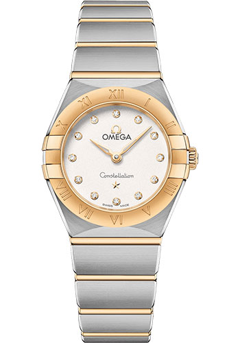 Omega Constellation Stainless Steel and Yellow Gold 25 MM - Stainless Steel and Yellow Gold Bracelet - White Silvery Diamond Dial - 131.20.25.60.52.002