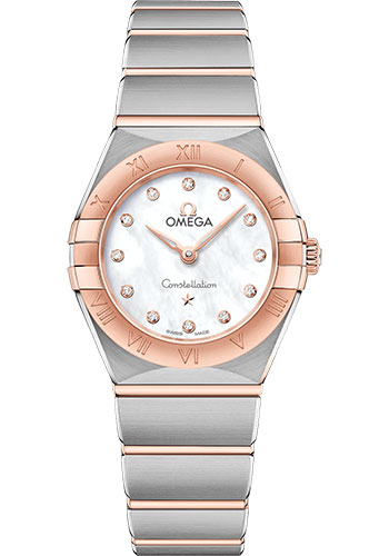 Omega Constellation Stainless Steel and Rose Gold 25 MM - Stainless Steel and Rose Gold Bracelet - Mother-Of-Pearl Diamond Dial - 131.20.25.60.55.001