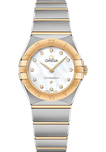 Omega Constellation Stainless Steel and Yellow Gold 25 MM - Stainless Steel and Yellow Gold Bracelet - White Mother-Of-Pearl Diamond Dial - 131.20.25.60.55.002