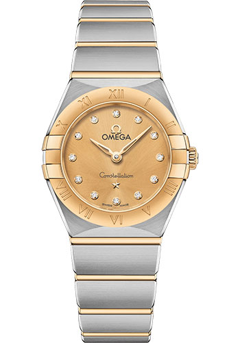 Omega Constellation Stainless Steel and Yellow Gold 25 MM - Stainless Steel and Yellow Gold Bracelet - Champagne Diamond Dial - 131.20.25.60.58.001