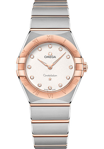 Omega Constellation Stainless Steel and Rose Gold 28 MM - Stainless Steel and Rose Gold Bracelet - White Silvery Diamond Dial - 131.20.28.60.52.001