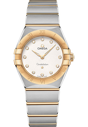 Omega Constellation Stainless Steel and Yellow Gold 28 MM - Stainless Steel and Yellow Gold Bracelet - White Silvery Diamond Dial - 131.20.28.60.52.002