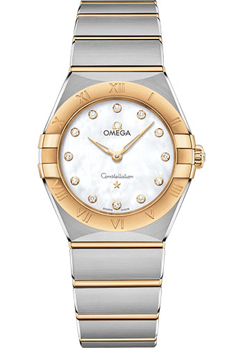 Omega Constellation Stainless Steel and Yellow Gold 28 MM - Stainless Steel and Yellow Gold Bracelet - Mother-Of-Pearl Diamond Dial - 131.20.28.60.55.002