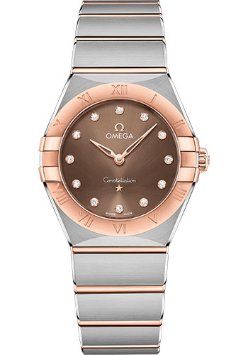 Omega Constellation Stainless Steel and Rose Gold 28 MM - Stainless Steel and Rose Gold Bracelet - Brown Diamond Dial - 131.20.28.60.63.001