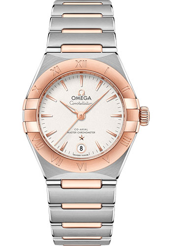 Omega Constellation Stainless Steel and Rose Gold 29 MM - Stainless Steel and Rose Gold Bracelet - White Silvery Dial - 131.20.29.20.02.001