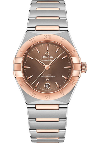 Omega Constellation Stainless Steel and Rose Gold 29 MM - Stainless Steel and Rose Gold Bracelet - Brown Dial - 131.20.29.20.13.001