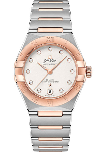 Omega Constellation Stainless Steel and Rose Gold 29 MM - Stainless Steel and Rose Gold Bracelet - White Silvery Diamond Dial - 131.20.29.20.52.001