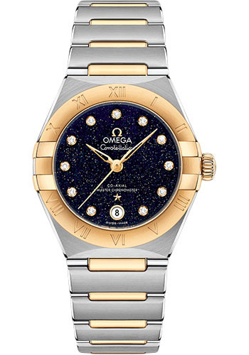 Omega Constellation Stainless Steel and Yellow Gold 29 MM - Stainless Steel and Yellow Gold Bracelet - Blue Diamond Dial - 131.20.29.20.53.001