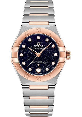 Omega Constellation Stainless Steel and Rose Gold 29 MM - Stainless Steel and Rose Gold Bracelet - Blue Diamond Dial - 131.20.29.20.53.002